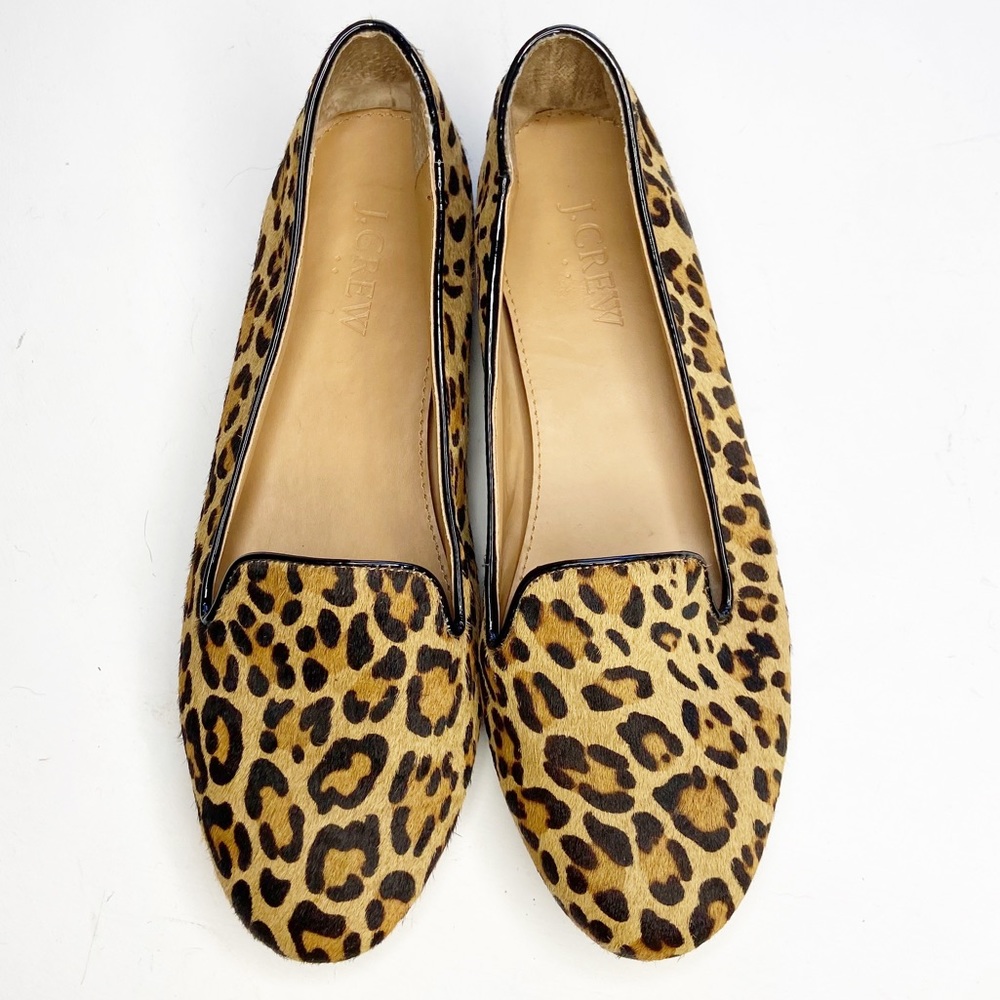 J. Crew Leopard Calf Hair Loafers Size 7.5